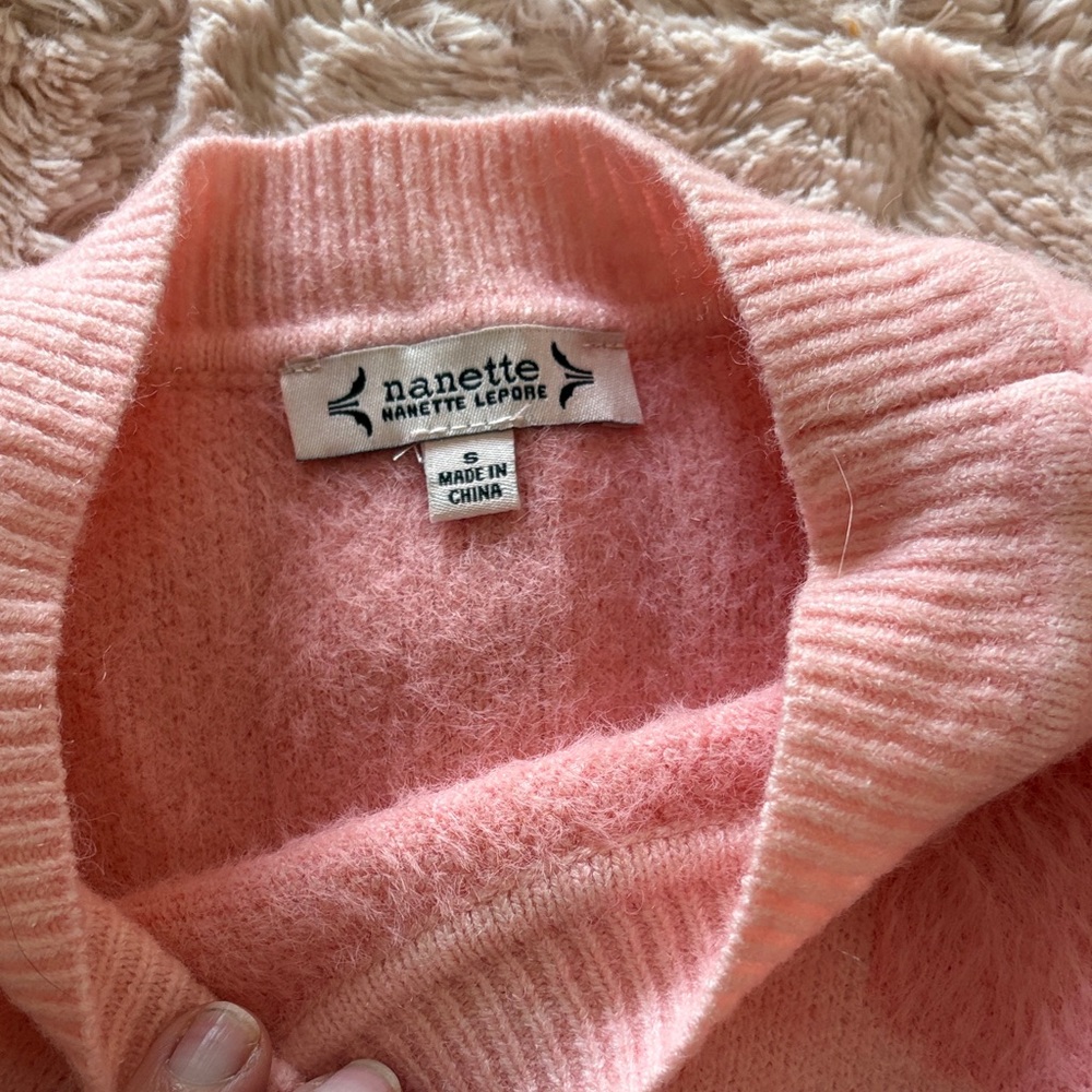 Nanette Lepore Pink Floral Crew Neck Sweater - Picture 2 of 2